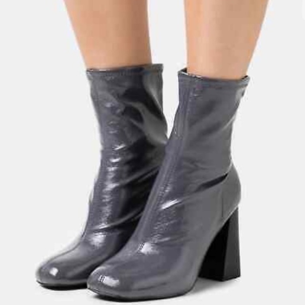 Topshop Metallic Gray Ankle Boots